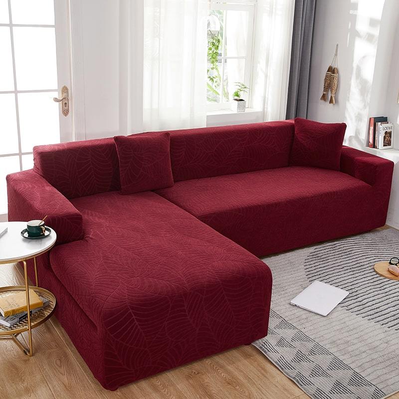 Sectional Couch Covers - Splash Resistant Burgundy